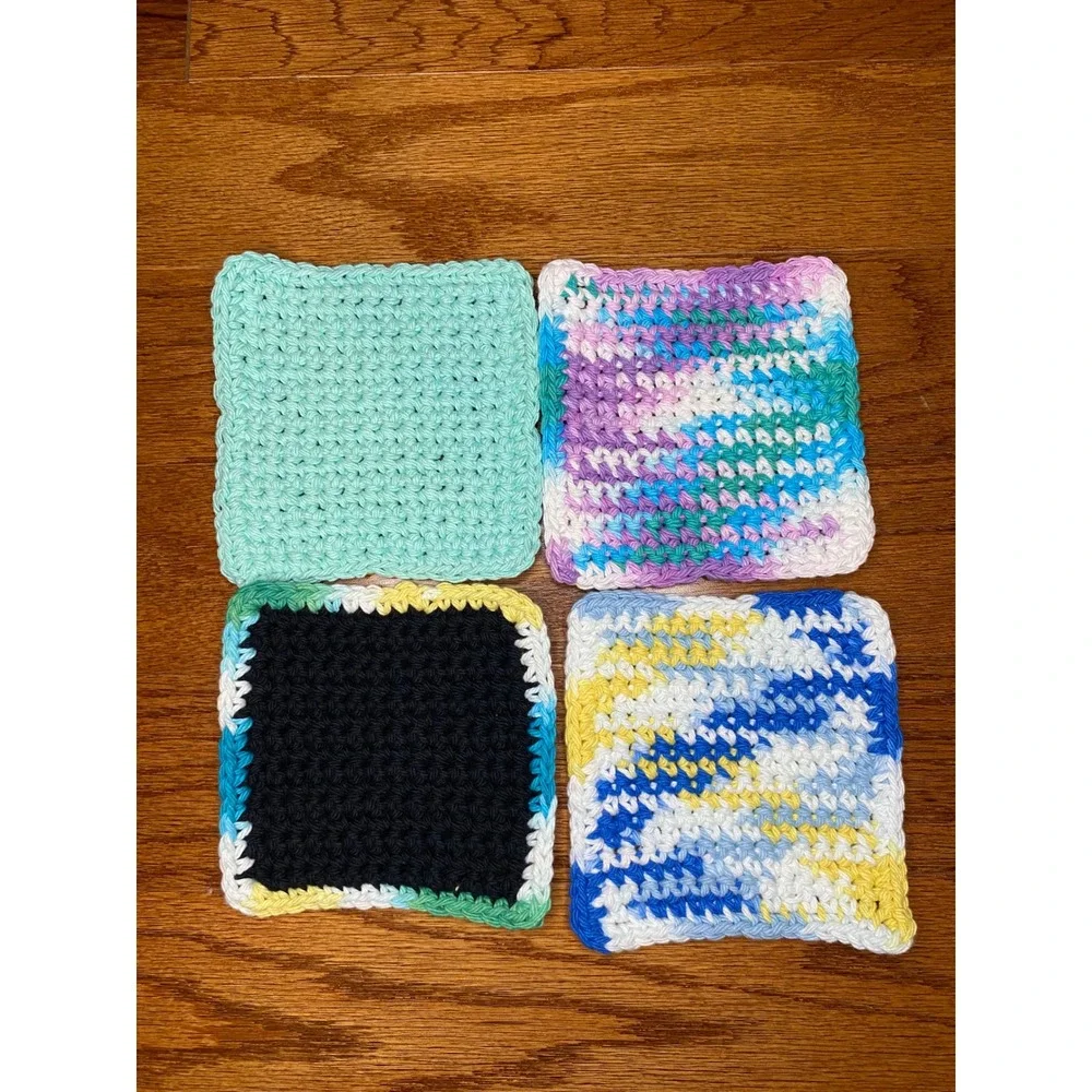 Set of 4 Handmade Crochet‎ Face Cloths